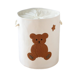 Bolsas de almacenamiento redondas de algodón 100% plegables grandes de 58L altas para <span class=keywords><strong>ropa</strong></span> <span class=keywords><strong>sucia</strong></span> juguetes cesto de bebé guardería dormitorio sala de estar - Product Image 1