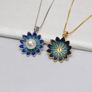 Pendentif en argent S925, lotus, pour femmes, bricolage, perle, plateau vide 9-12, accessoires de bijoux, design simple, coiffe avec chaînes, lot 866 - Product Image 1