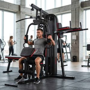 Máquina de Gimnasio Multifuncional Profesional de 3 Estaciones con Pila de Pesas de 45 kg, Equipo de Entrenamiento de Fuerza con Estación de Dips y <span class=keywords><strong>Banco</strong></span> para Abdominales - Product Image 6