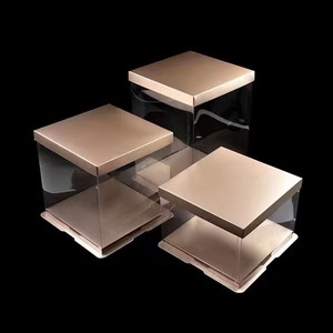 Bán buôn Chất lượng cao rõ ràng PET cao Vòng & VUÔNG bánh hộp với nắp và ribbon cho bánh sinh nhật bên trang trí hộp - Product Image 6