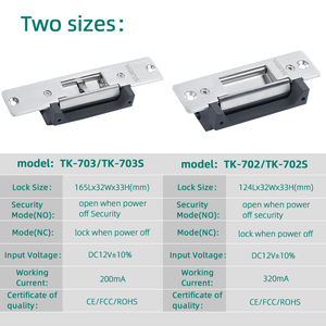 Vians Korte Lange Paneeldeur Status Signaal Output Geen Nc Dc 12V 800Kg Houden Amerikaanse Standaard Elektrische Slag - Product Image 2