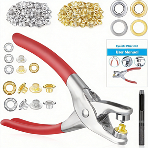 Kit de alicates perforadores de ojales de acero inoxidable de 1/4 de pulgada, 800 ojales metálicos, 803 piezas, prensa manual, estuche blando, manualidades en cuero - Product Image 1