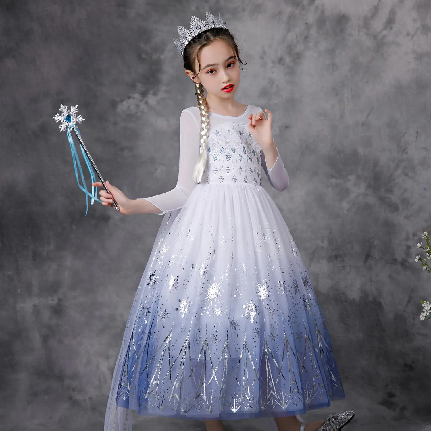 Girls Fancy Elsa Princess Costume Dress Up Cosplay Birthday Party Dresses TV & Movie Costumes Children Girls