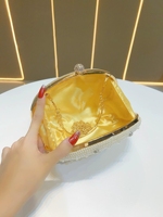 Sac de soirée élégant en forme de boîte ovale avec perles, sac à chaîne orné de diamants, sac de soirée élégant pour banquet, sac de mariage, Bolsa Feminina