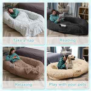 Luxuriöses Modernes Rundes Hundebett Waschbar Kunstfell Memory-Schaum Wasserdicht Atmungsaktiv Einfarbiges Muster Riesiges Bett für Hunde - Product Image 6