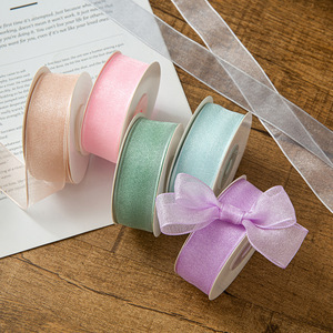 25mm Semi-transparent Pearl Organza <b>Ribbon</b> DIY Bow Jewelry Garment Accessory <b>Wedding</b> Gift Wrapping Tape Wholesale - Product Image 3