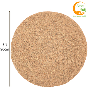 Tapis ronds en jute de haute qualité, brodés à la main, ensemble de tapis en jute pour salon et chambre, prix avantageux - Product Image 3