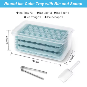 Top Seller BPA-Free <strong>Mini</strong> Round Ice Ball Maker Mold Ice Cube Tray with Lid and Scoop for Ice Cream Tools - Product Image 6
