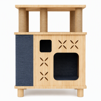 Arbre à chat en bois écologique et durable Kate Paradise D avec maisonnette, poteaux à gratter en sisal et perchoir supérieur, tour à chat multi-niveaux