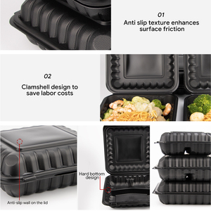 Biodegradable Customizable Food Container Microwave <b>Plastic</b> logo Printed Mfpp Clamshell <b>Lunch</b> <b>Box</b> Takeaway Food Packaging - Product Image 3