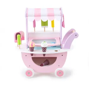 Wooden Ice Cream Cart Pretend Play Kids Learning Toys For Girls