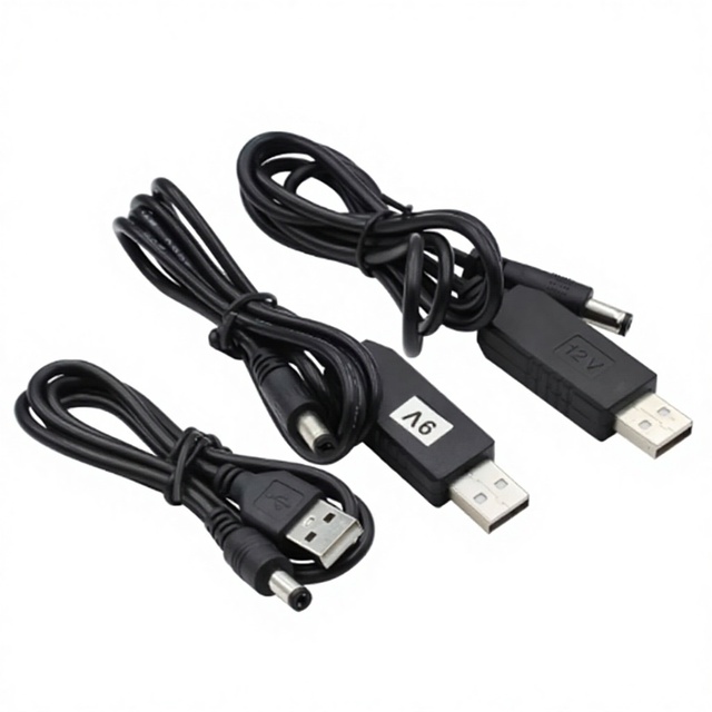 Cooyear Model 002 USB-A Male to DC 5.5x2.1/5.5x2.5/3.5x1.35/4.0x1.7/2.5x0.7mm PVC Jacket Fast Charging Cable 3A Power Supply