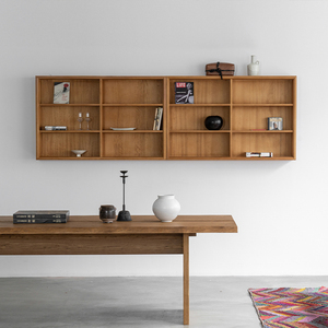 Étagère murale suspendue <span class=keywords><strong>en</strong></span> <span class=keywords><strong>teck</strong></span> africain moderne avec 6 étagères, rangement écologique pour la maison, le bureau et la chambre à coucher - Product Image 4