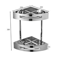 Rak Penyimpanan Kamar Mandi Segitiga Lapis Ganda Bahan Stainless Steel 304 Desain Modern dan Sederhana dengan Gantungan