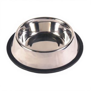 Ciotola per Animali Domestici in Acciaio Inox da 0,45 L con Anello in Gomma, Diametro 14 cm, Design Moderno per Comfort ed Eleganza - Product Image 2