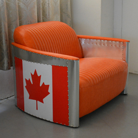 Canapé Aviateur Industriel en Aluminium et Cuir, Ensemble de Meubles de Salon, Style Américain Rétro, Canapé 1, 2 ou 3 Places, Style Mid-Century