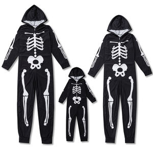 Pijamas Familiares Divertidos de Halloween con Estampado de Esqueleto, Sudadera con Capucha y Cremallera, Ropa de Estar por <span class=keywords><strong>Casa</strong></span> para las Fiestas - Product Image 1