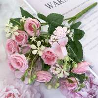 Bouquet artificiel de roses violettes et d'hortensias, arrangement de fleurs en soie artificielle pour la décoration de la maison, des mariages, des fêtes et des tables
