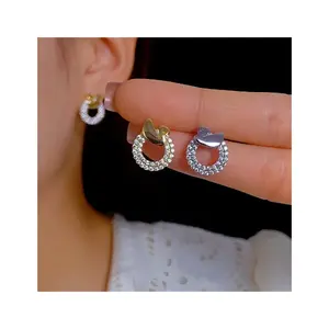 zooying simple senior sense fashion temperament personality swan round zircon earrings female