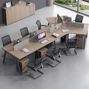 Đơn giản hiện đại hiện đại rắn gỗ máy tính trạm văn phòng bàn Ghế kết hợp nhân viên sáng tạo hình dạng đặc biệt chủ thẻ bàn 35/6 - Product Image 4