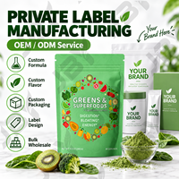 Poudre de superaliments à marque privée avec herbe de blé, spiruline, chlorelle, mélange de légumes et formule d'enzymes digestives
