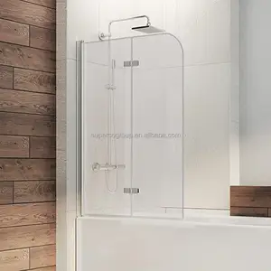 Doppels ch arniere Glas dusch tür Gehärtetes Glas Rahmenlose Aluminium beschläge