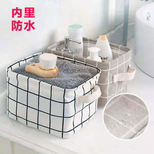 Desktop Square <b>Storage</b> <b>Box</b> Cotton Linen Foldable Organizing Bin For Desk <b>Drawer</b> Use - Product Image 2