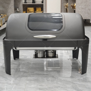 Copertura Completa in Acciaio Inossidabile con Motivo Marmorizzato per Buffet, Fornello, Isolamento per Hotel, Rettangolare Bianco/Oro - Product Image 3