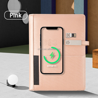 Carnet de notes en cuir ZMHQ avec chargeur intégré, format A5, bloc-notes avec batterie externe sans fil intégrée