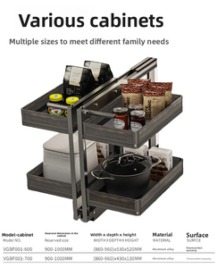 Organizador de Almacenamiento de Cocina de <span class=keywords><strong>Metal</strong></span>, Gabinetes de Despensa, Gabinetes de Cocina Modulares de Madera, Cesta Extraíble, Cierre Suave, Esquina Mágica - Product Image 3