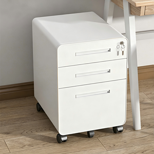 Archivador Metálico de <span class=keywords><strong>Oficina</strong></span> con 3 Cajones, Gabinete Móvil de Acero <span class=keywords><strong>para</strong></span> Debajo del Escritorio, Pedestal de Archivo con Bordes Redondeados - Product Image 2