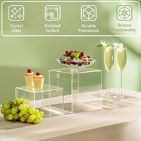 Présentoirs Modernes Noirs Carrés en Acrylique Empilables pour Service Traiteur, Buffets et Réceptions