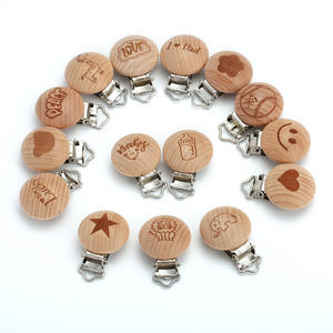 Personnalisable Portable Rond Hêtre En Bois Porte-Perles Belle Bande Dessinée <span class=keywords><strong>Attache</strong></span>-Sucette Anneau De Dentition Saisir Jouet pour Bébés Jouets Éducatifs - Product Image 1