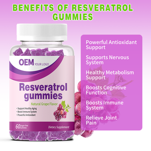 Gummies de Resvératrol à Marque Blanche OEM/ODM – Supplément Trans-Resvératrol avec Quercétine pour le Soutien du Système Immunitaire et Antioxydant - Product Image 3