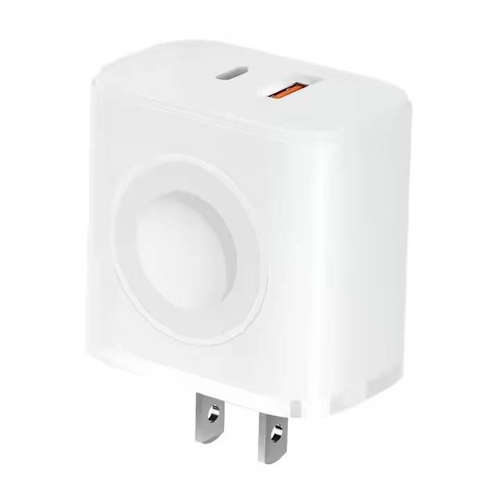 New Design 23W Fast PD Charger 1 Type-C 1 USB Ports OCP Wireless Charger Compatible QC2.0 QC3.0 for Home and Office