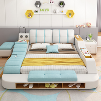 Tatami Multifunktions-Smart-Bett mit Massage und Beamerrahmen, Leder-Doppelbett, Kingsize-Betten, Moderne Schlafzimmermöbel-Sets