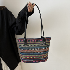 Bolsos de Lona con Estampado Étnico de Moda, Venta al Por Mayor, Bolsos de Hombro Artísticos con Estampado Vintage de Fábrica - Product Image 4