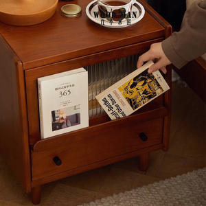 Mesita de noche de madera Wood Man con cajón de almacenamiento para dormitorio - Product Image 5