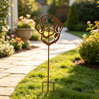 Piquet de jardin rustique en métal peint à la main en forme de tête de chien, pour décoration extérieure de pelouse et de patio, fourni par l'usine