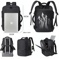 Sac à dos de voyage professionnel extensible en Oxford avec port de chargement USB et compartiment pour ordinateur portable pour homme, idéal pour les trajets quotidiens, le travail et l'école