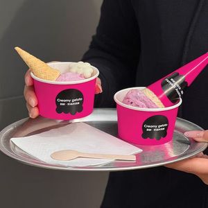 JN Bols et gobelets en papier biodégradable personnalisé Votre propre logo Impression UV 4oz/5oz/8oz/12oz Gobelets à crème glacée jetables pour l'expédition - Product Image 2