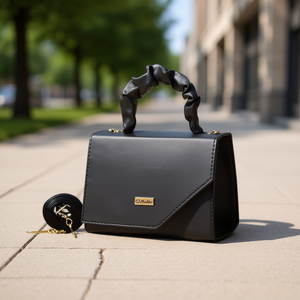 Borsa a Tracolla da Donna Fana Nera 18x8x13 Cm con Chiusura a Cerniera Impermeabile Catene Moda Estiva in PU Poliestere - Product Image 2