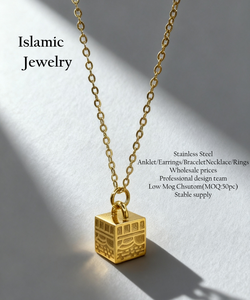 Inspire Bijoux En Acier Inoxydable Mode Personnalisée En Gros Kaaba Collier Bijoux Islamiques Plaqué Or pour Unisexe pour Cadeau - Product Image 1