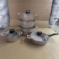 Lot de 10 ustensiles de cuisson antiadhésifs en aluminium, casseroles de 20 cm à 32 cm, faitout de 28 cm, forme unique en pierre précieuse