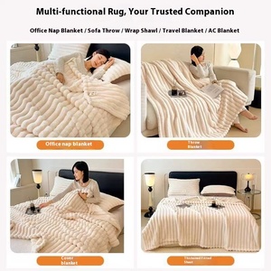 Rắn màu siêu vua nữ hoàng Kích thước flannel lông cừu như siêu dày Sherpa chăn san hô nhung dày mùa đông ấm chăn - Product Image 5