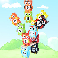 Zhiqu numérique hibou haute en bois grande couleur jouet de bloc de construction éducatif pour enfants