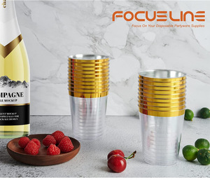 Stemless Champagner Whisky Saft Gold Trim Bulk Clear Einweg Kunststoff Weingläser Kunststoff PET Strong - Product Image 5