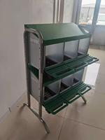 Nido Metálico Duradero de 6 Agujeros para Gallinas, Caja de Nidificación Automática para Aves de Corral con Bandeja de Recolección de Huevos de Plástico y Soporte para Gallinero