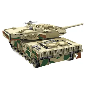 Liangjun 20020 Military Series Leopard 2 Tank Model High difficulty Assembly Building Block Lover Electric Gyroscope Toy