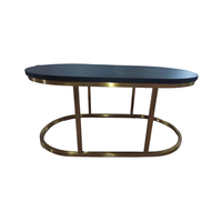 Meubles de café, table à manger ovale noire minimaliste moderne, structure en métal doré pour restaurant, café, hôtel